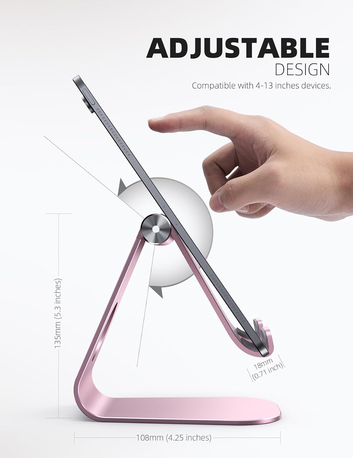 iPad Stand Adjustable Tablet Holder, Sturdy Aluminum, Multi-Angle