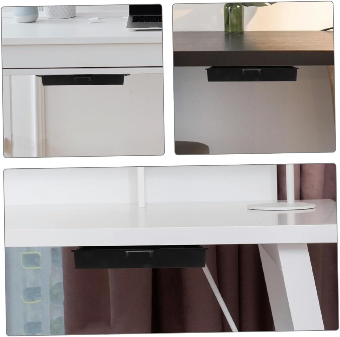 under Desk Drawer Storage Organizer 2 pack Slide Out Desk Drawers with Handle No Drill Installation Hidden Pencil Storage Tray for Home Office Dorm Cabinet 9.25 X 4.13 X 1.37 in