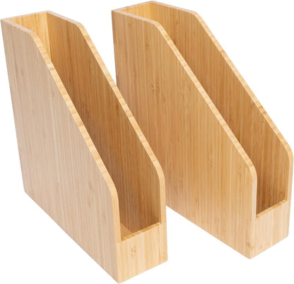 2 Pack Bamboo Magazine File Holder Book Holder Frames