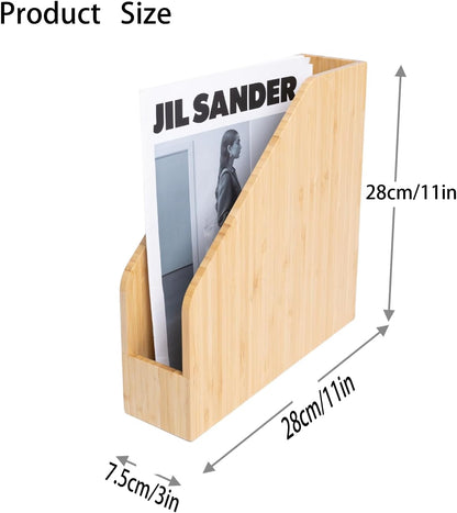 2 Pack Bamboo Magazine File Holder Book Holder Frames