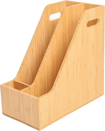2 Pack Bamboo Magazine File Holder Book Holder Frames