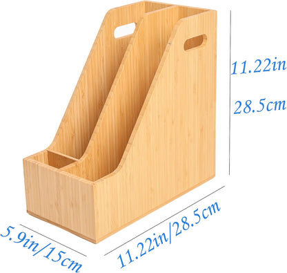 2 Pack Bamboo Magazine File Holder Book Holder Frames