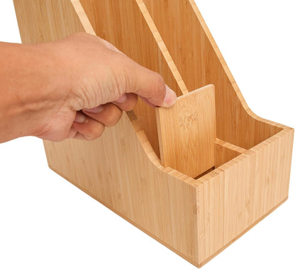 2 Pack Bamboo Magazine File Holder Book Holder Frames