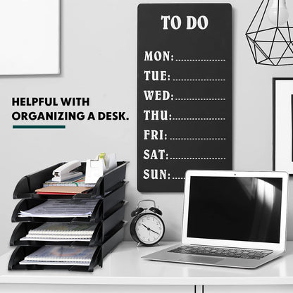 8 Pcs Stackable Paper Trays Organizer Letter Tray for Desk, Black