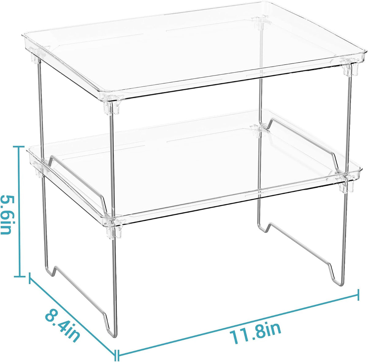 2 Pcs Cabinet Organizer Shelf, Stackable Kitchen Counter Shelves, Spice Rack,Countertop Organizers, Clear Plastic Storage Shelves Rack for Makeup,Bathroom,Cupboard,Desk,Pantry Organization