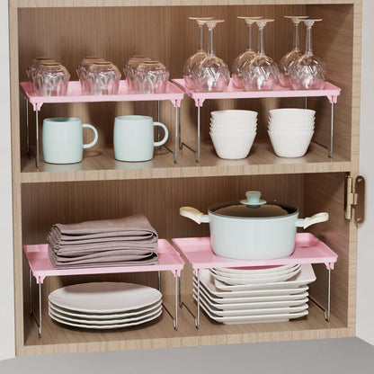 2 Pcs Cabinet Organizer Shelf, Stackable Kitchen Counter Shelves, Spice Rack,Countertop Organizers, Clear Plastic Storage Shelves Rack for Makeup,Bathroom,Cupboard,Desk,Pantry Organization