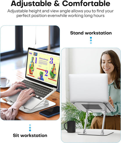 Laptop Stand, Adjustable Metal Foldable Riser 10-17.2", Silver