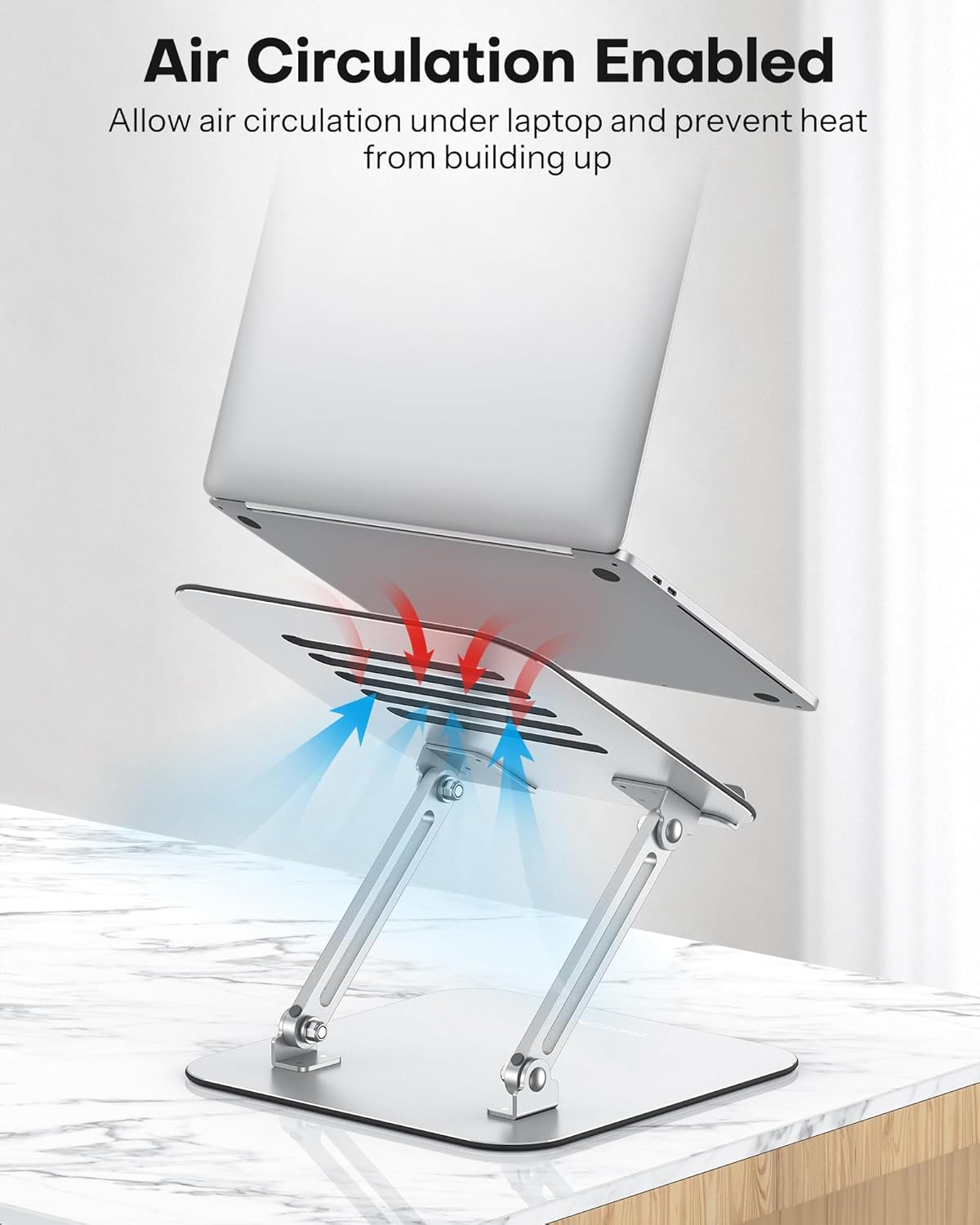 Laptop Stand, Adjustable Metal Foldable Riser 10-17.2", Silver