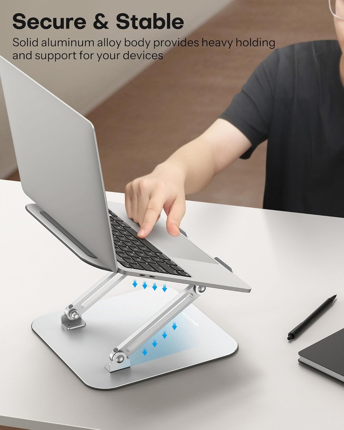 Laptop Stand, Adjustable Metal Foldable Riser 10-17.2", Silver