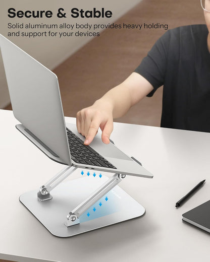 Laptop Stand, Adjustable Metal Foldable Riser 10-17.2", Silver
