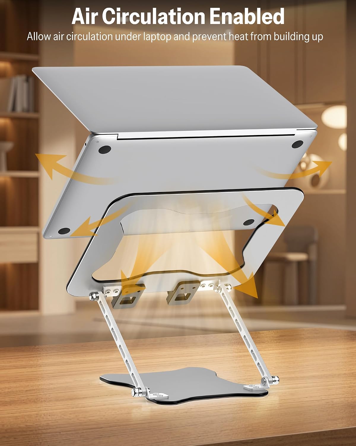 Laptop Stand, Adjustable Metal Foldable Riser 10-17.2", Silver