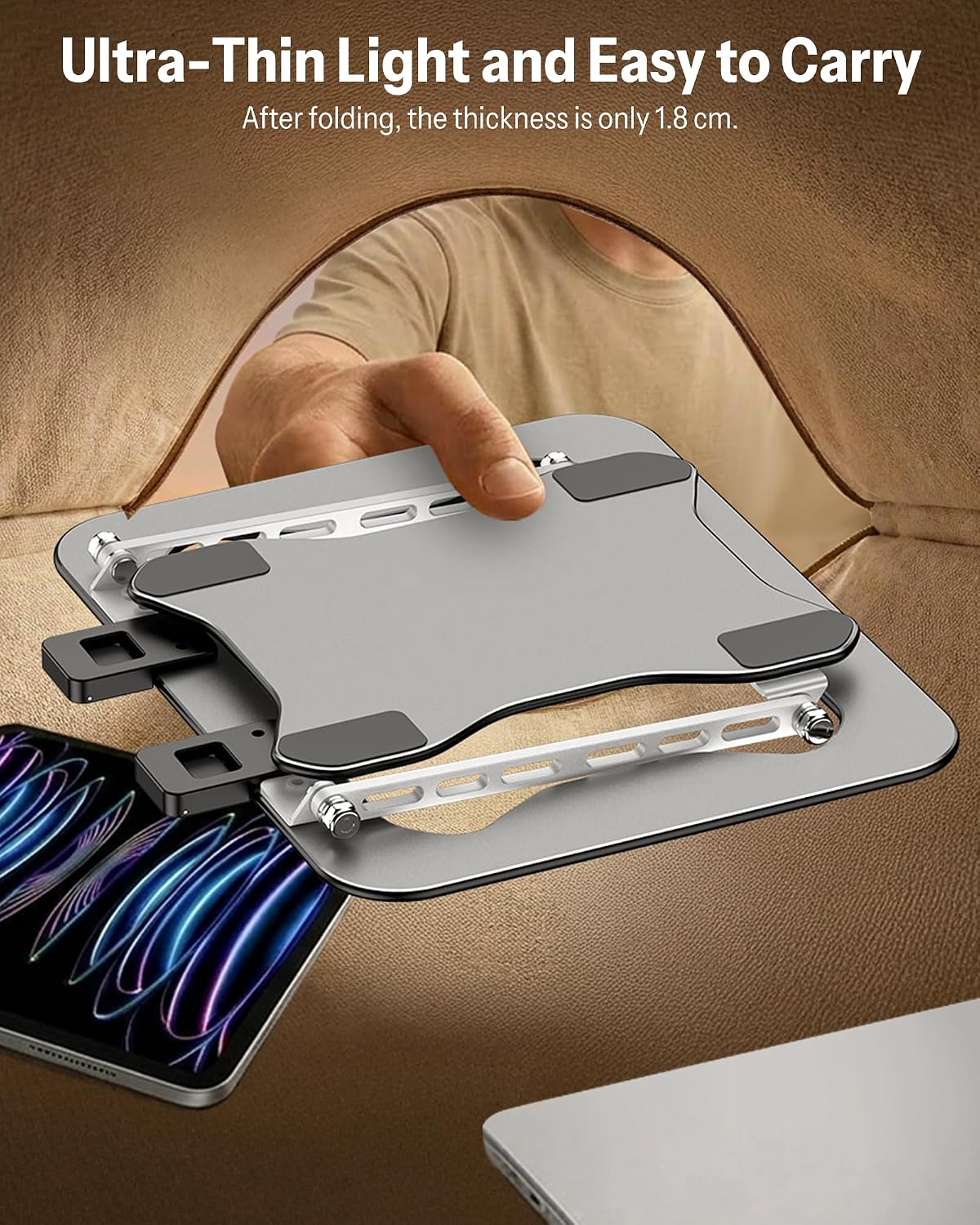 Laptop Stand, Adjustable Metal Foldable Riser 10-17.2", Silver