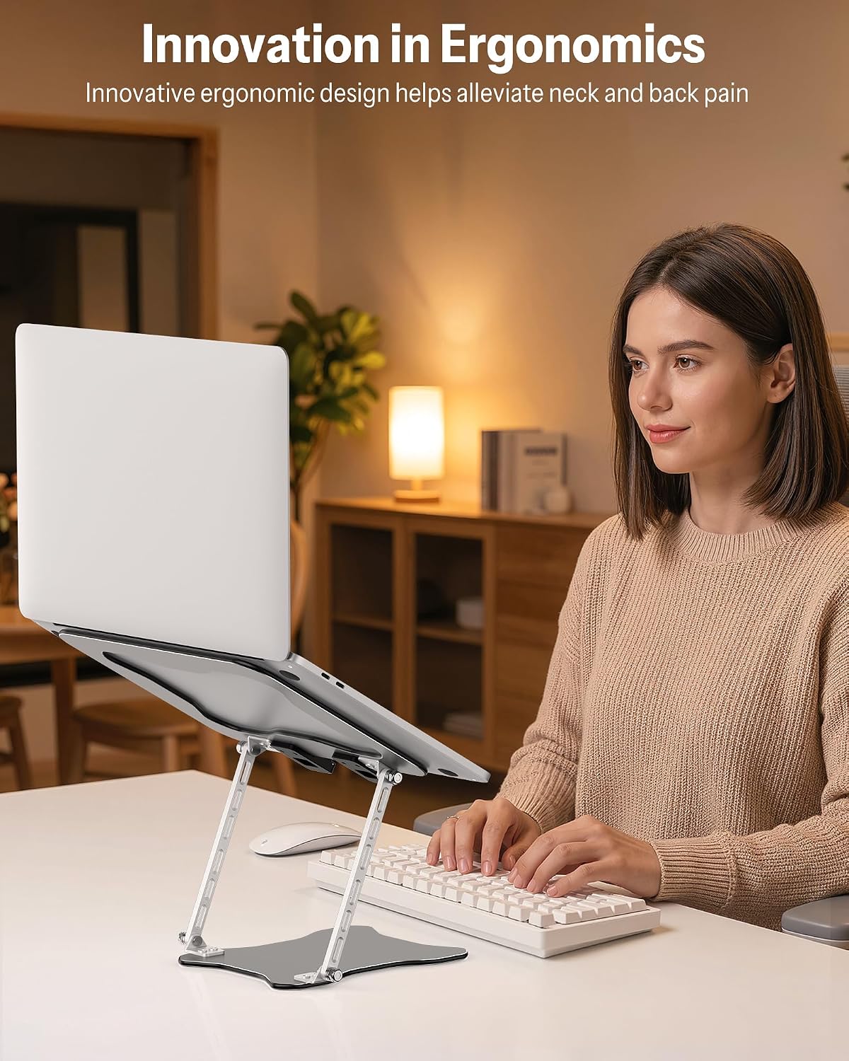 Laptop Stand, Adjustable Metal Foldable Riser 10-17.2", Silver