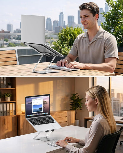 Laptop Stand, Adjustable Metal Foldable Riser 10-17.2", Silver