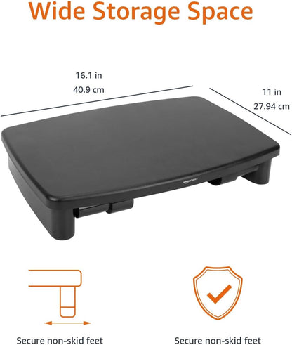 Height Adjustable Monitor Stand Riser with Storage Organizer, 3-Level Stackable Design, Durable ABS Plastic, Supports up to 22lbs, for Monitors & Laptops, Black