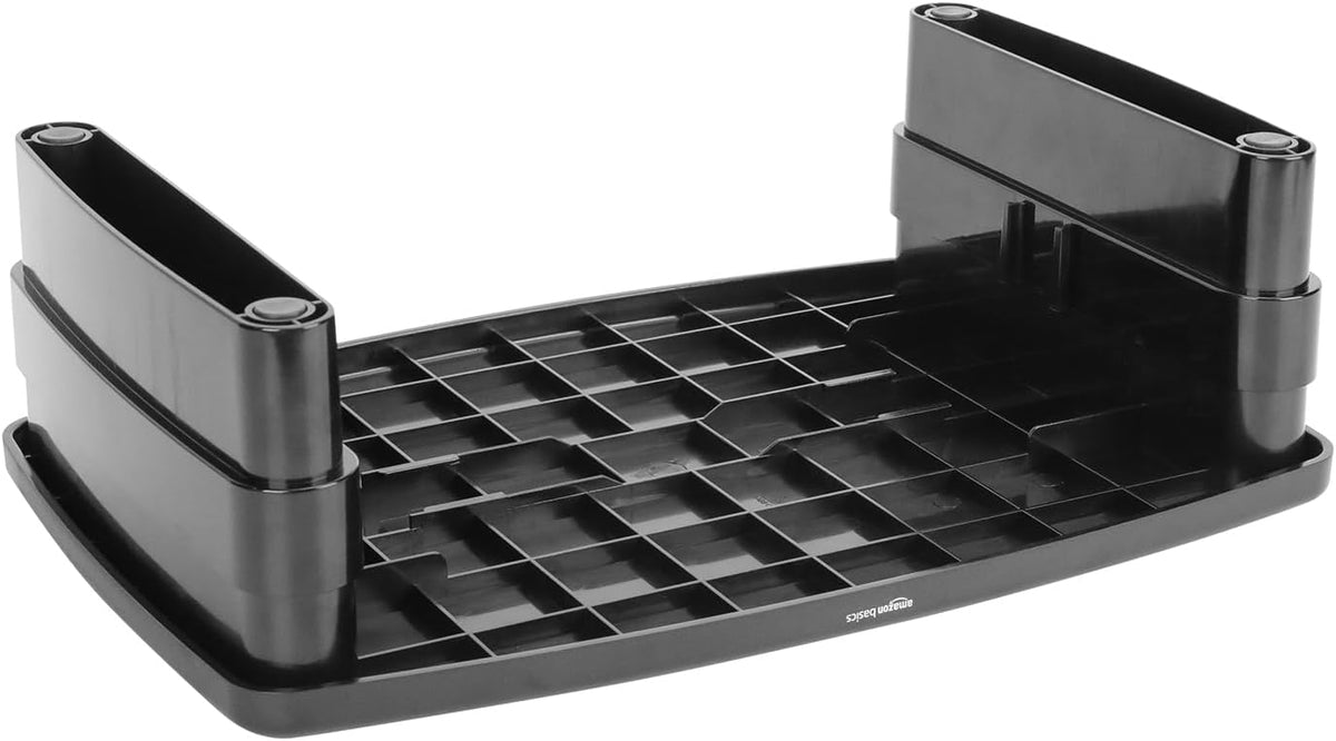 Height Adjustable Monitor Stand Riser with Storage Organizer, 3-Level Stackable Design, Durable ABS Plastic, Supports up to 22lbs, for Monitors & Laptops, Black