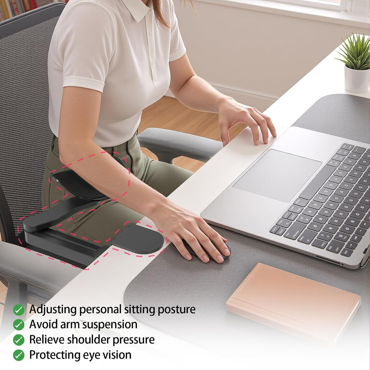 Ergonomic Arm/Elbow Rest for Desk, White