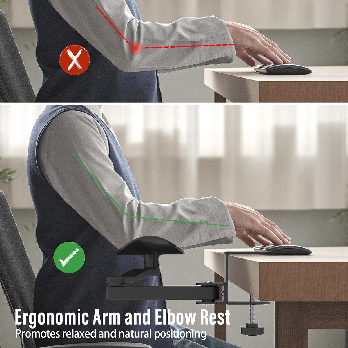 Ergonomic Arm/Elbow Rest for Desk, White