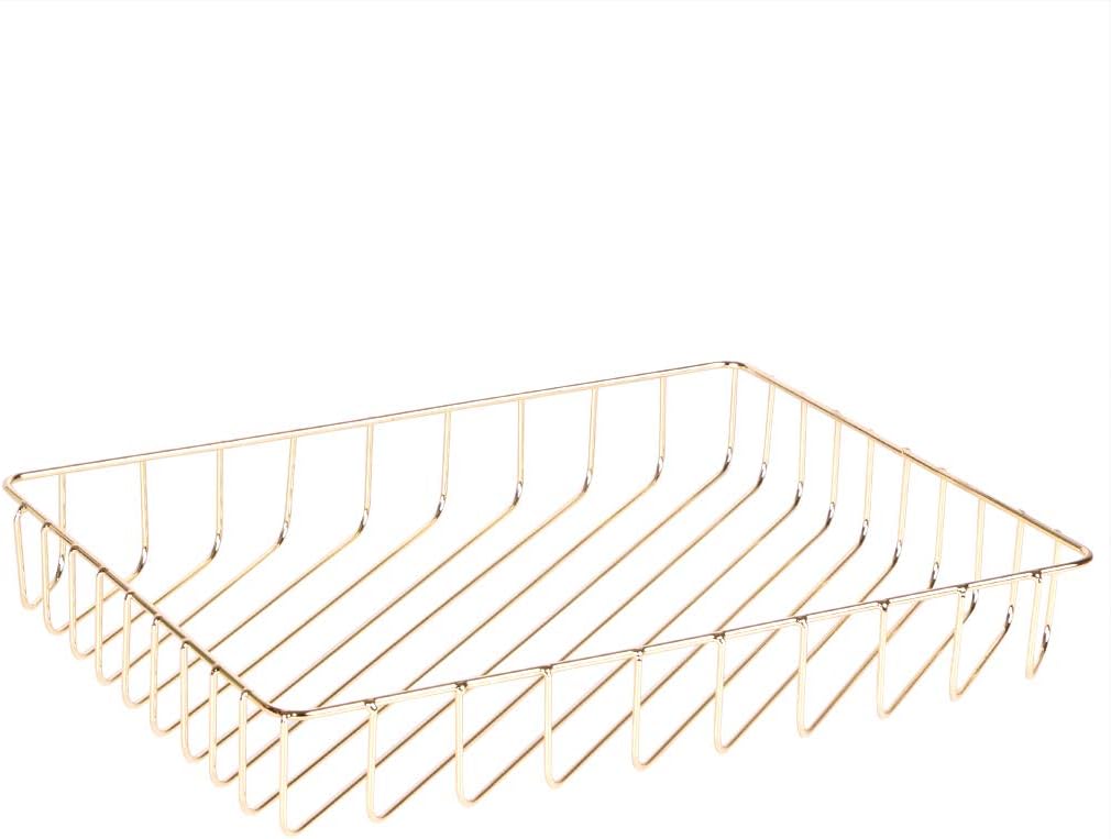 Gold Paper Basket Tray Wire Letter Tray Desktop Organizer Basket