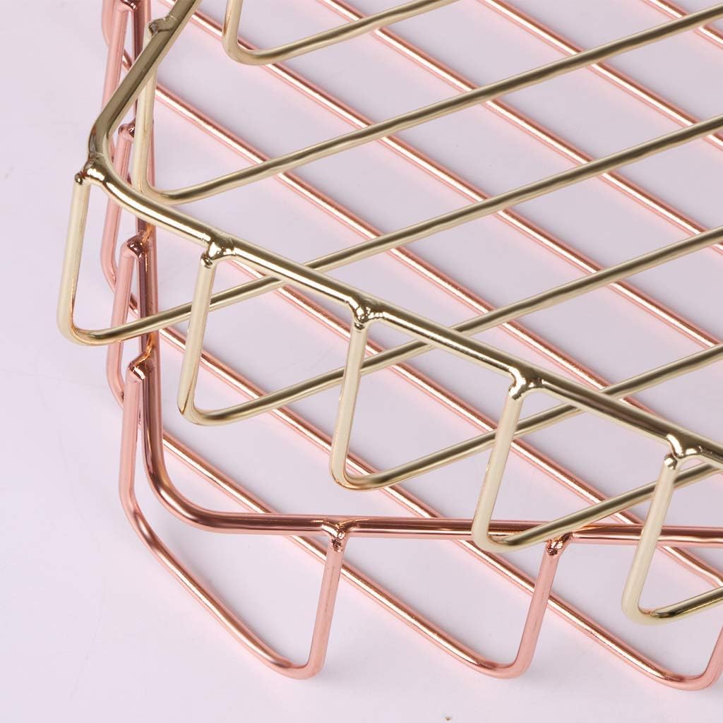 Gold Paper Basket Tray Wire Letter Tray Desktop Organizer Basket
