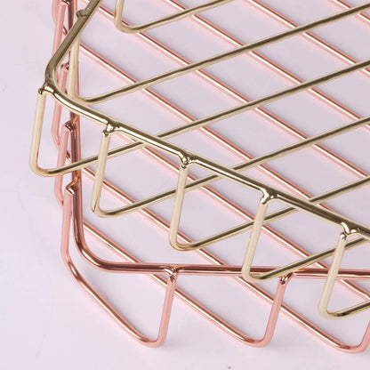 Gold Paper Basket Tray Wire Letter Tray Desktop Organizer Basket