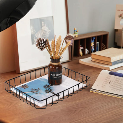 Gold Paper Basket Tray Wire Letter Tray Desktop Organizer Basket