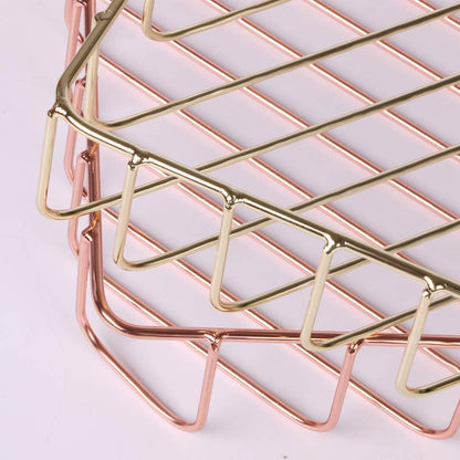 Gold Paper Basket Tray Wire Letter Tray Desktop Organizer Basket