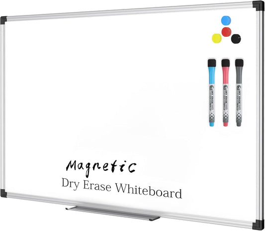 Magnetic Dry Erase Board/Whiteboard, 36 X 24 Inches Double Sided White Board, Silver Aluminium Frame