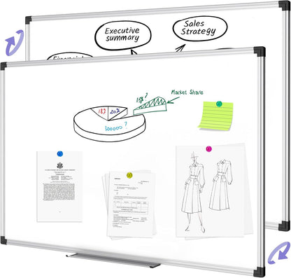 Magnetic Dry Erase Board/Whiteboard, 36 X 24 Inches Double Sided White Board, Silver Aluminium Frame