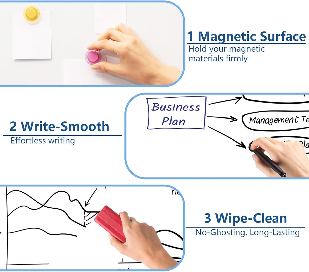 Magnetic Dry Erase Board/Whiteboard, 36 X 24 Inches Double Sided White Board, Silver Aluminium Frame