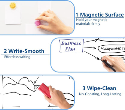 Magnetic Dry Erase Board/Whiteboard, 36 X 24 Inches Double Sided White Board, Silver Aluminium Frame