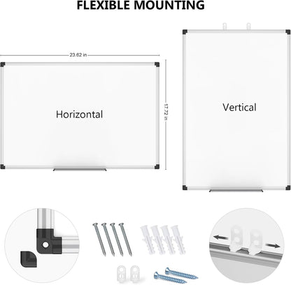 Magnetic Dry Erase Board/Whiteboard, 36 X 24 Inches Double Sided White Board, Silver Aluminium Frame
