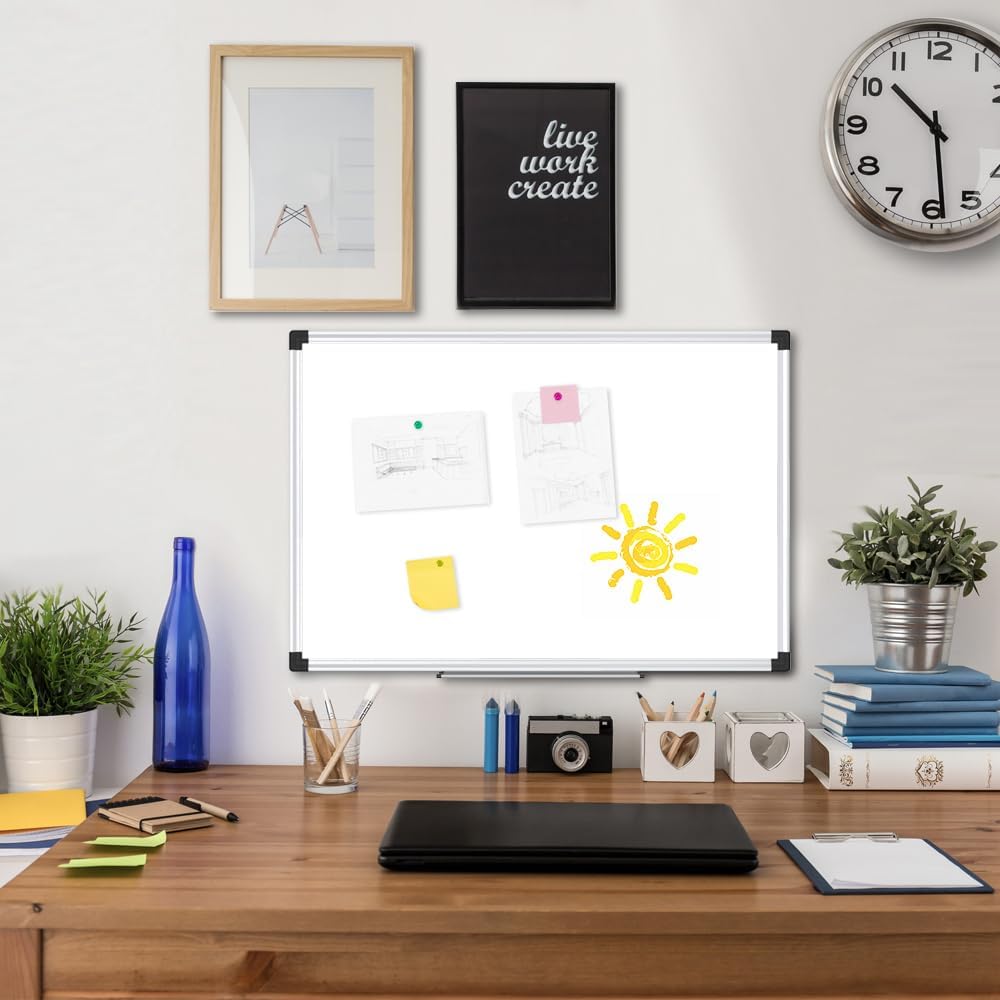 Magnetic Dry Erase Board/Whiteboard, 36 X 24 Inches Double Sided White Board, Silver Aluminium Frame
