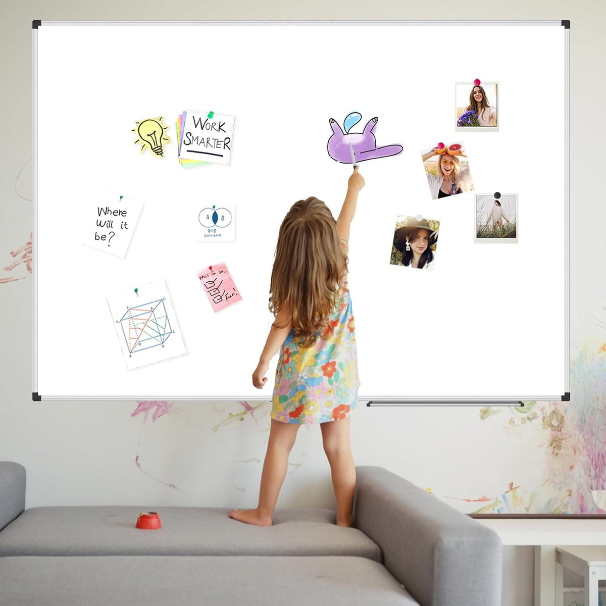 Magnetic Dry Erase Board/Whiteboard, 36 X 24 Inches Double Sided White Board, Silver Aluminium Frame
