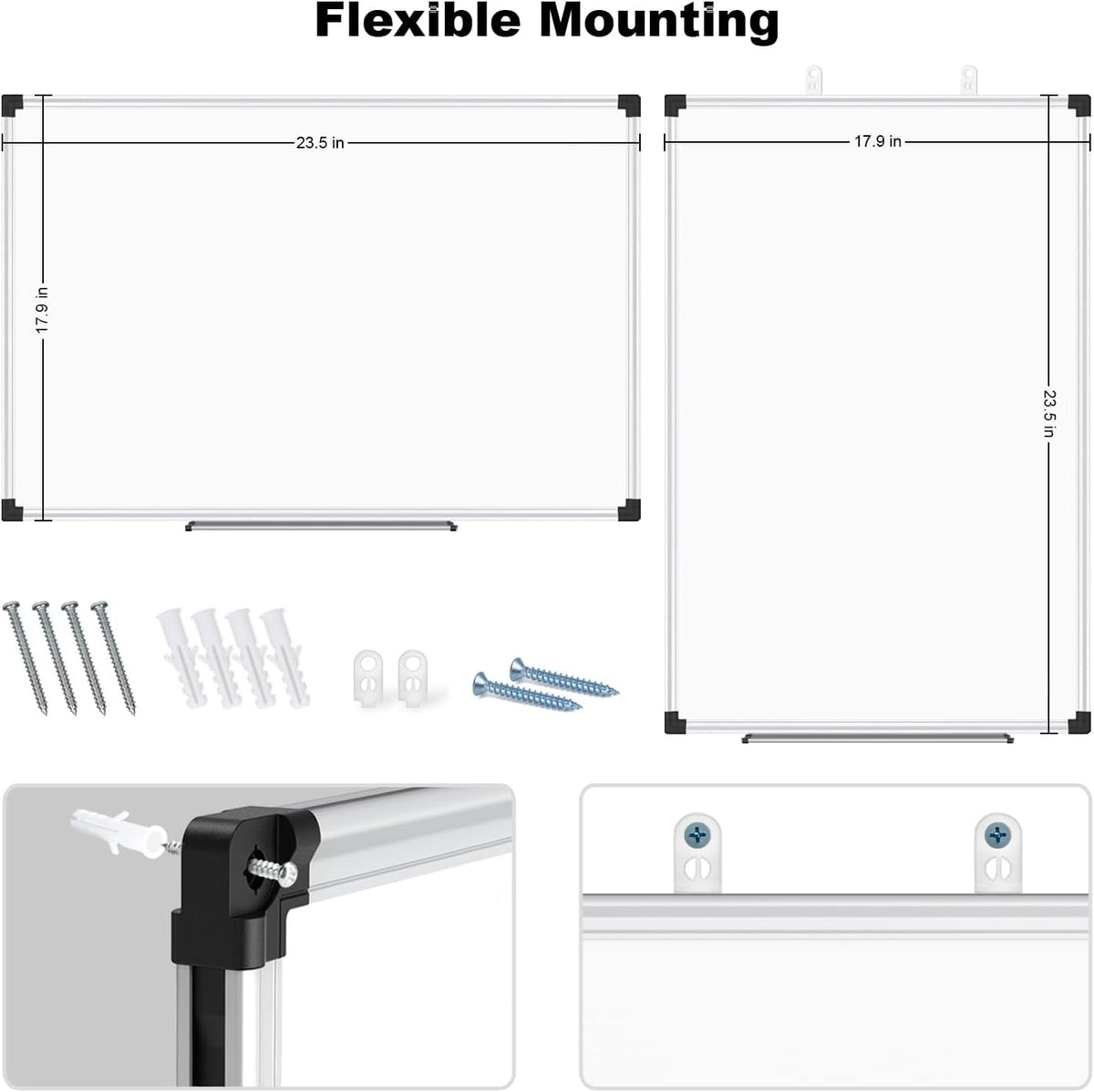 Magnetic Dry Erase Board/Whiteboard, 36 X 24 Inches Double Sided White Board, Silver Aluminium Frame