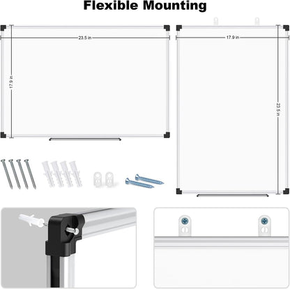 Magnetic Dry Erase Board/Whiteboard, 36 X 24 Inches Double Sided White Board, Silver Aluminium Frame