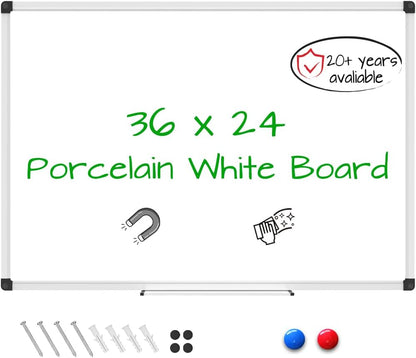 Magnetic Dry Erase Board/Whiteboard, 36 X 24 Inches Double Sided White Board, Silver Aluminium Frame