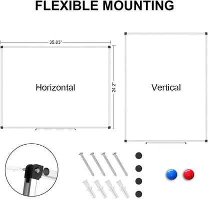 Magnetic Dry Erase Board/Whiteboard, 36 X 24 Inches Double Sided White Board, Silver Aluminium Frame
