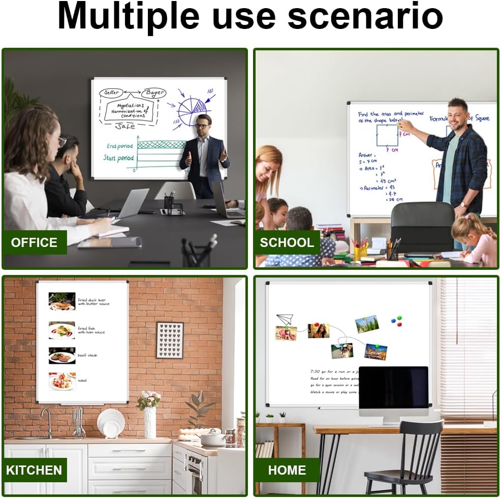 Magnetic Dry Erase Board/Whiteboard, 36 X 24 Inches Double Sided White Board, Silver Aluminium Frame
