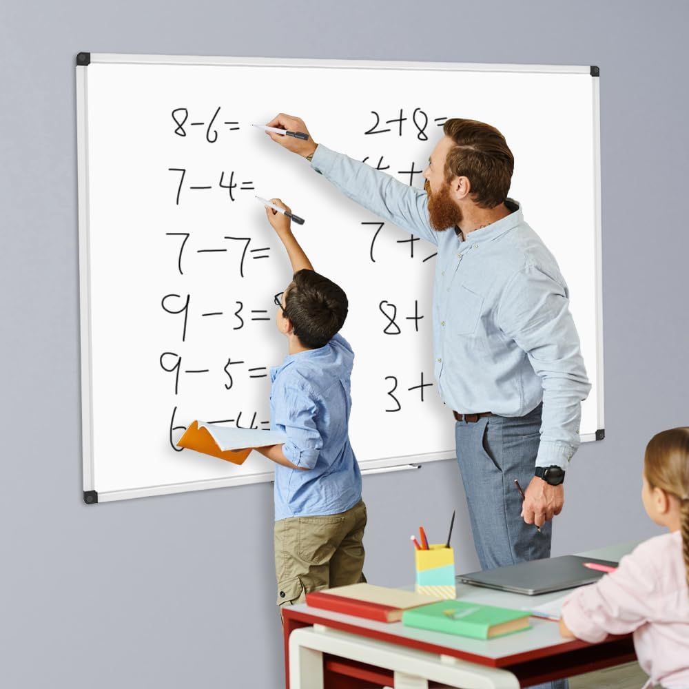 Magnetic Dry Erase Board/Whiteboard, 36 X 24 Inches Double Sided White Board, Silver Aluminium Frame