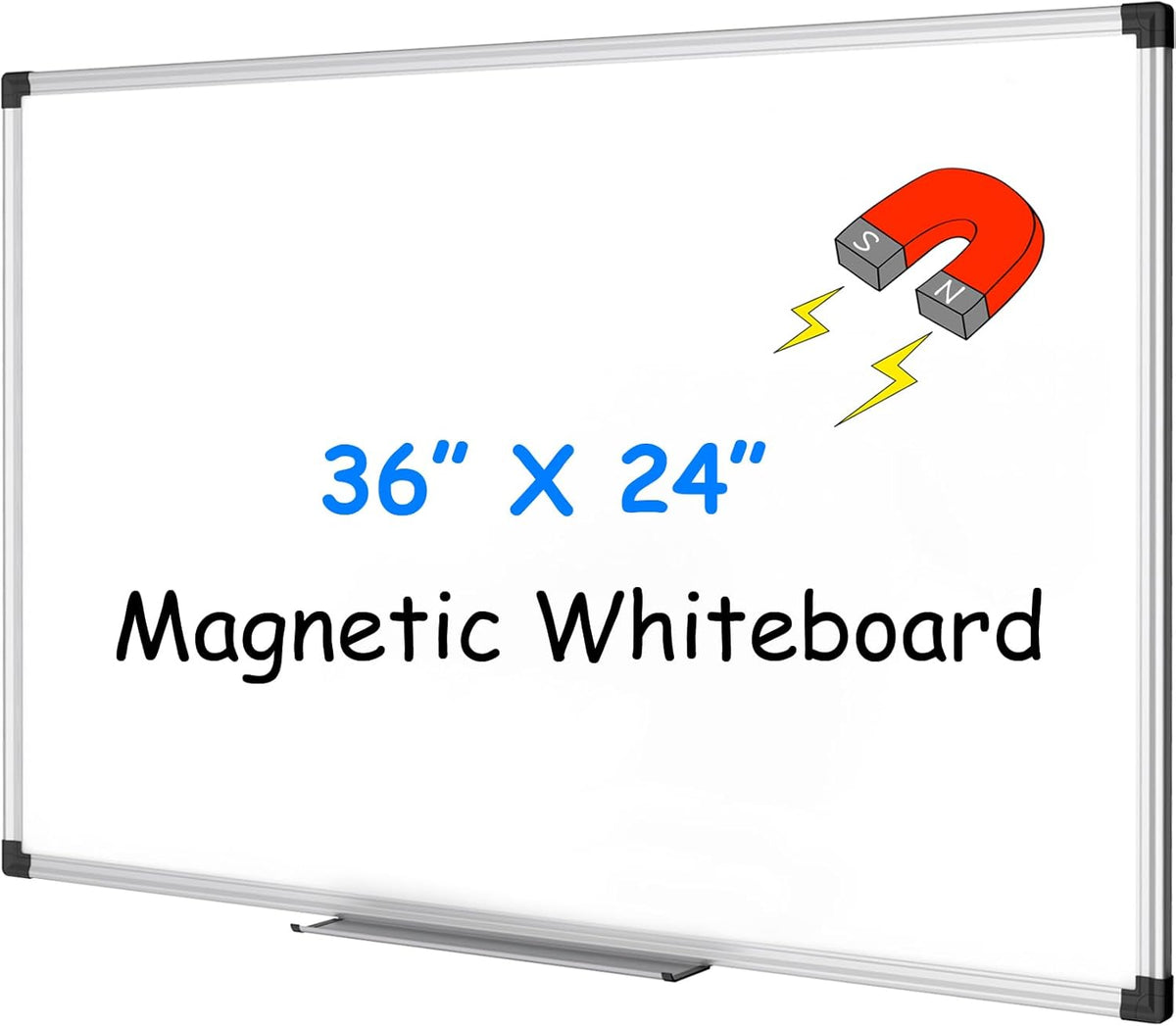 Magnetic Dry Erase Board/Whiteboard, 36 X 24 Inches Double Sided White Board, Silver Aluminium Frame
