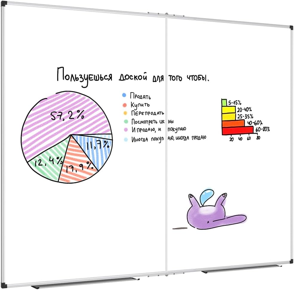Magnetic Dry Erase Board/Whiteboard, 36 X 24 Inches Double Sided White Board, Silver Aluminium Frame