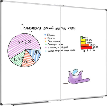Magnetic Dry Erase Board/Whiteboard, 36 X 24 Inches Double Sided White Board, Silver Aluminium Frame
