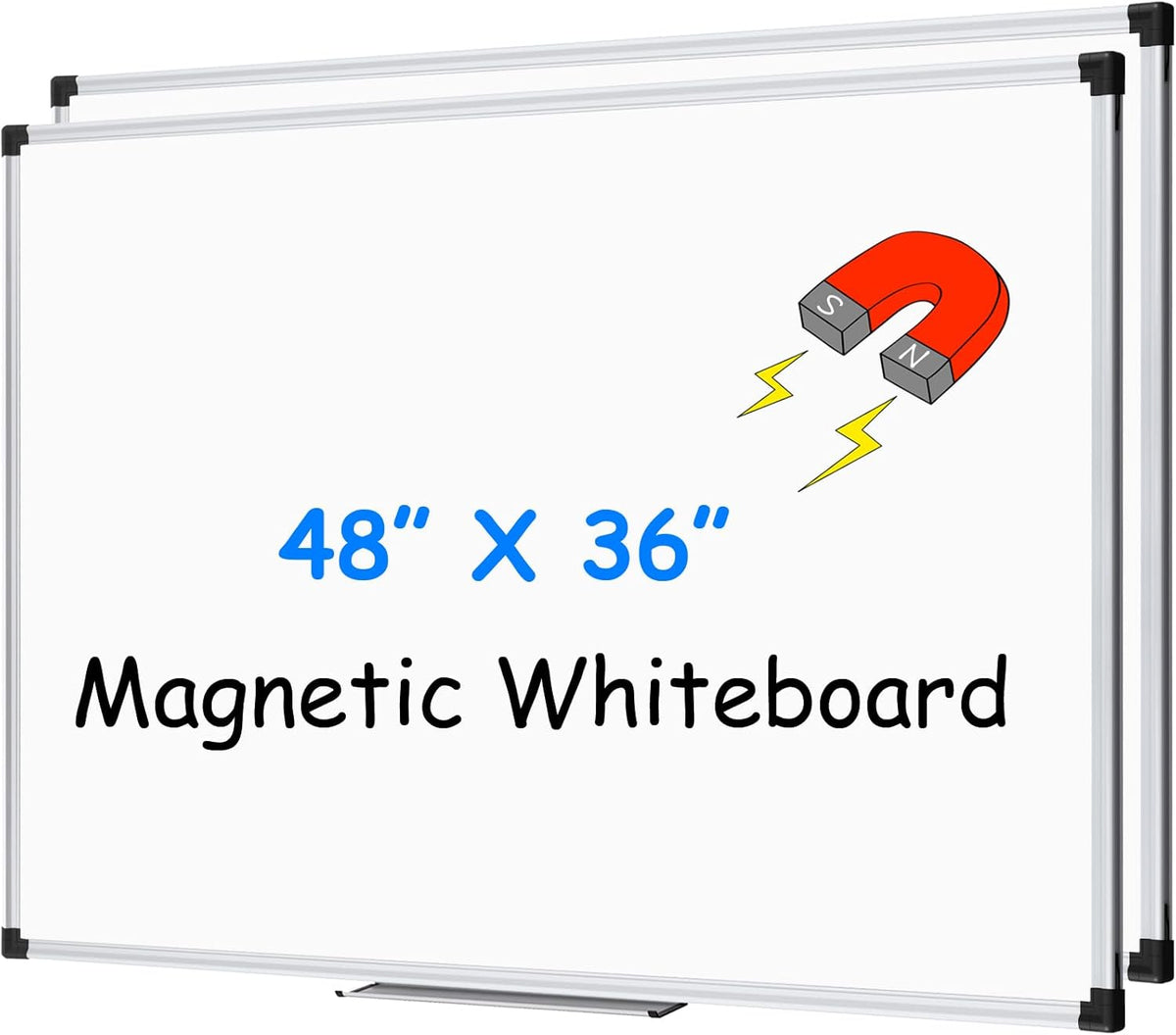 Magnetic Dry Erase Board/Whiteboard, 36 X 24 Inches Double Sided White Board, Silver Aluminium Frame