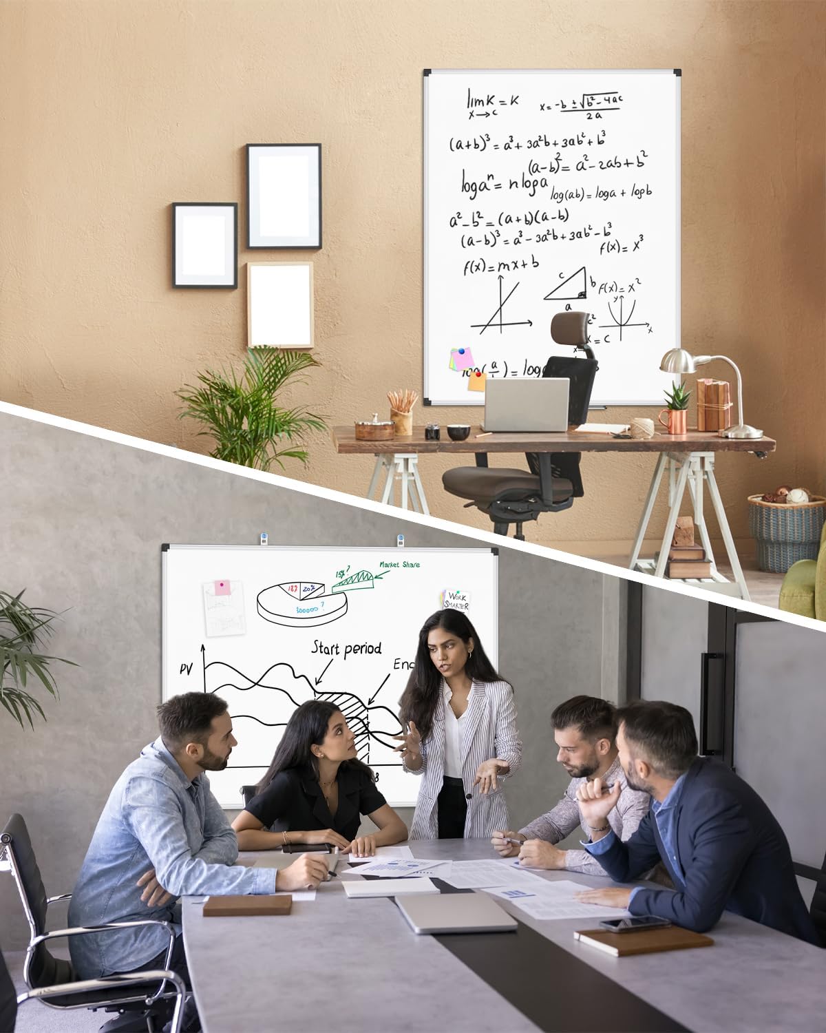 Magnetic Dry Erase Board/Whiteboard, 36 X 24 Inches Double Sided White Board, Silver Aluminium Frame