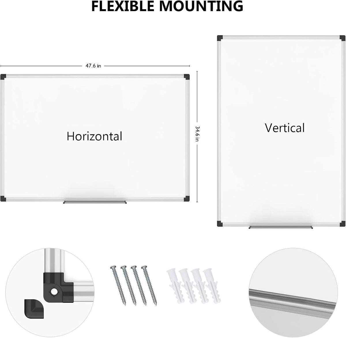 Magnetic Dry Erase Board/Whiteboard, 36 X 24 Inches Double Sided White Board, Silver Aluminium Frame