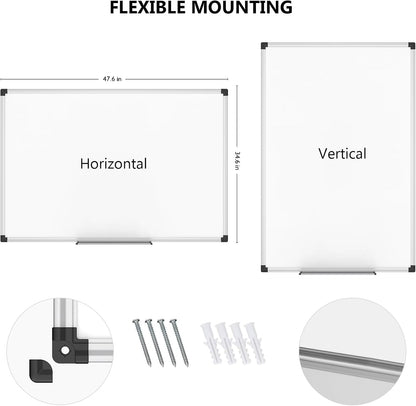Magnetic Dry Erase Board/Whiteboard, 36 X 24 Inches Double Sided White Board, Silver Aluminium Frame