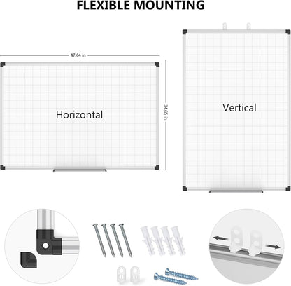 Magnetic Dry Erase Board/Whiteboard, 36 X 24 Inches Double Sided White Board, Silver Aluminium Frame