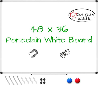 Magnetic Dry Erase Board/Whiteboard, 36 X 24 Inches Double Sided White Board, Silver Aluminium Frame