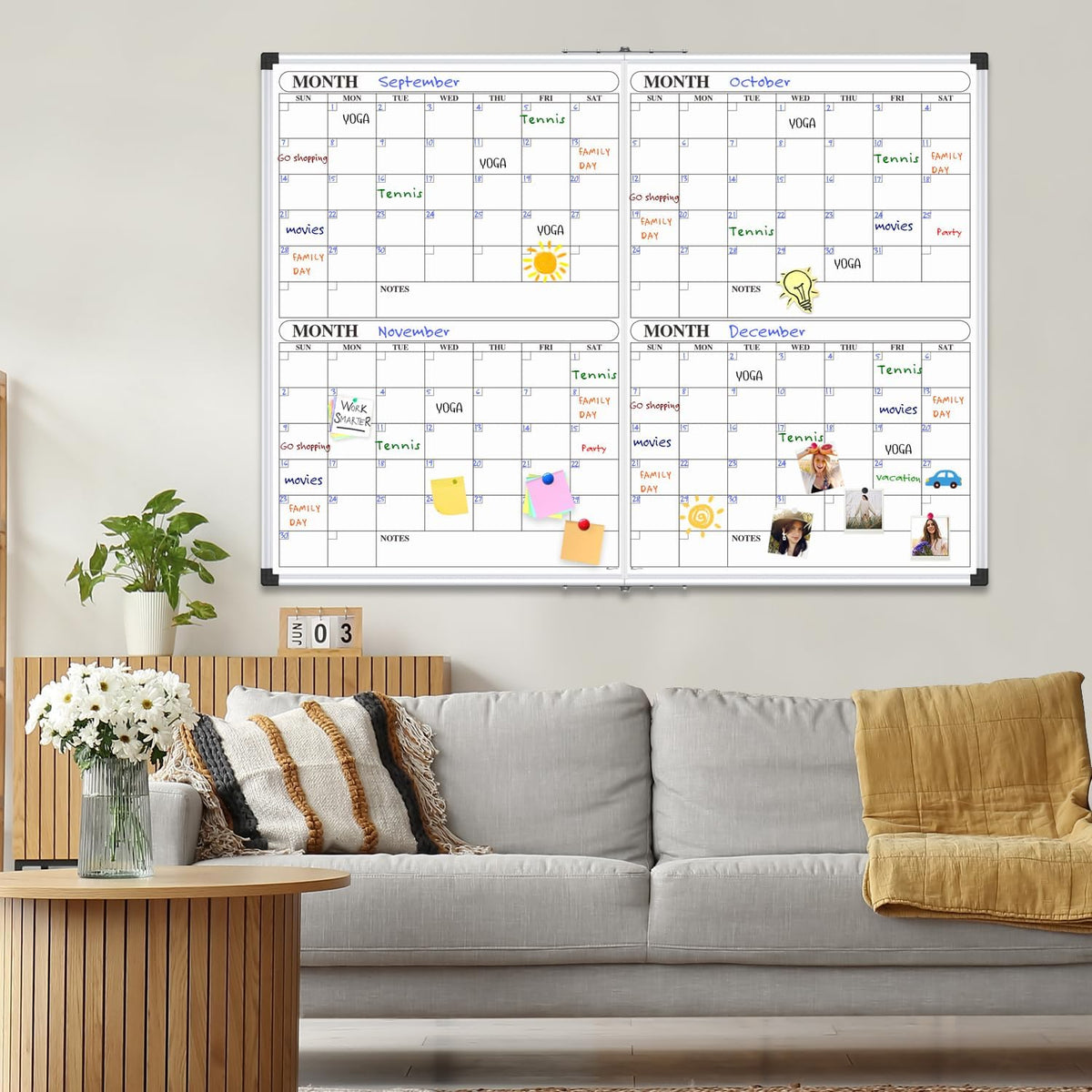 Magnetic Dry Erase Board/Whiteboard, 36 X 24 Inches Double Sided White Board, Silver Aluminium Frame
